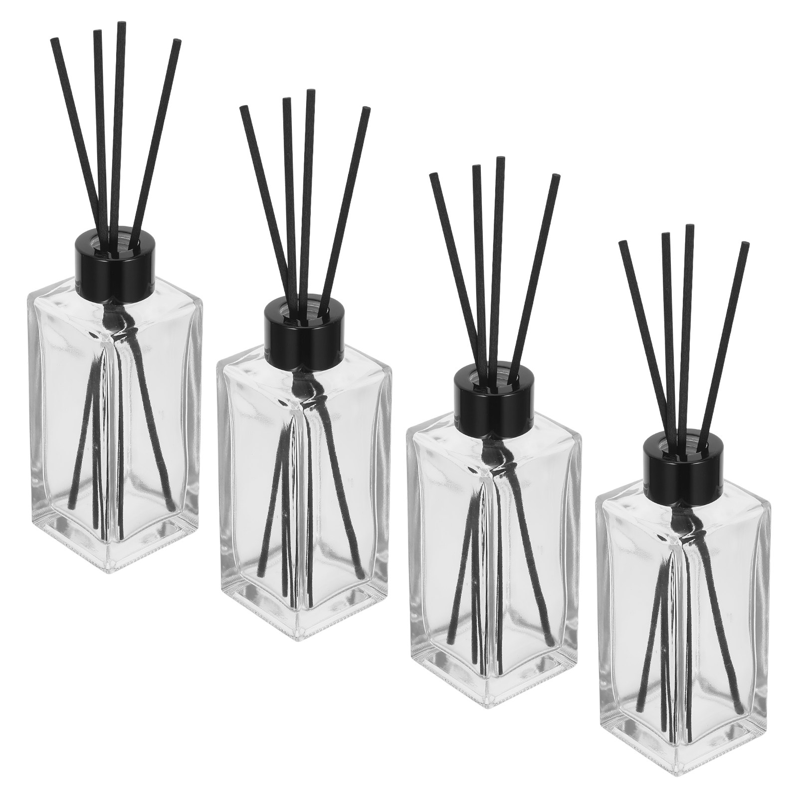 Diffuser Reed Sticks Set - 4Sets Bathroom Fragrance Diffuser Clear Glass
