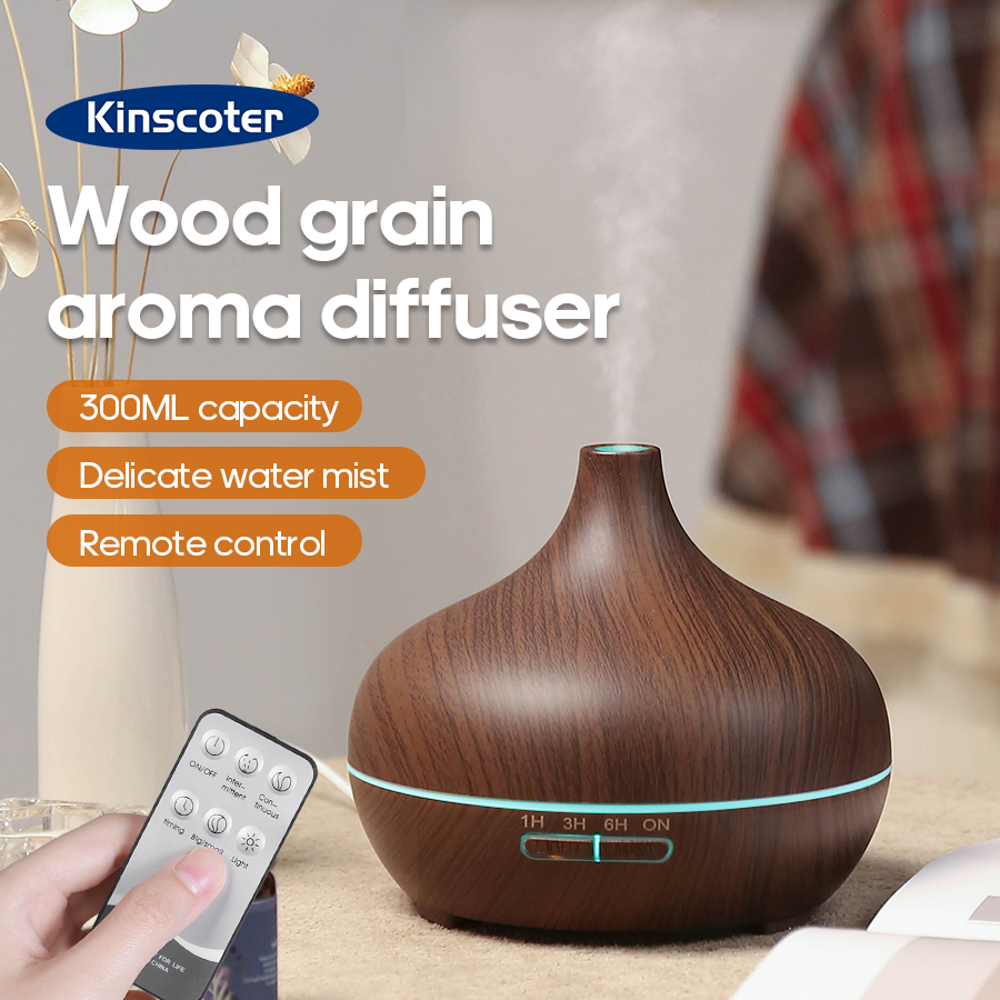 Essential Oil Diffuser Humidifier Combo - KINSCOTER Wood Grain Aromatherapy Diffuser 300ml