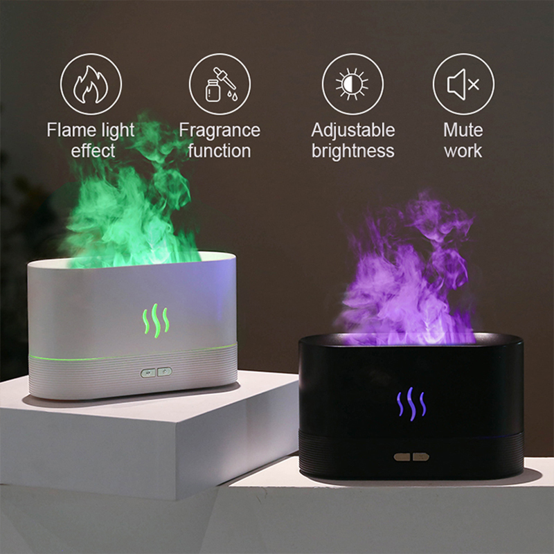 USB Desktop Flame Aroma Diffus - Essential Oil Diffuser Humidifier Combo 评论和价格